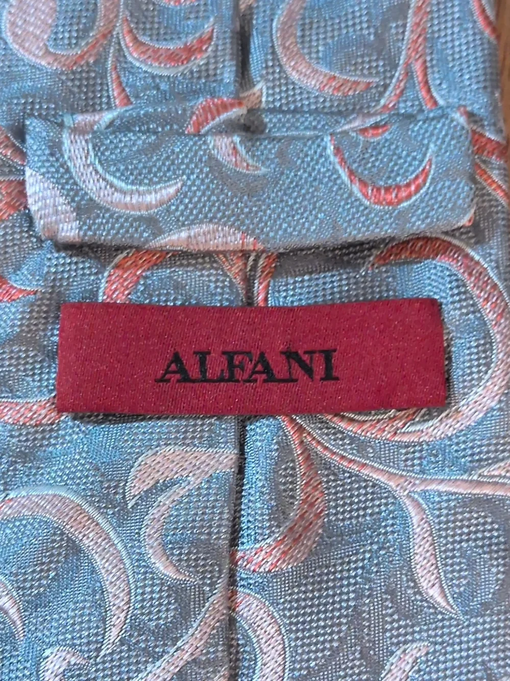 Alfani Light Blue Tie with Pink and White Swirl Design